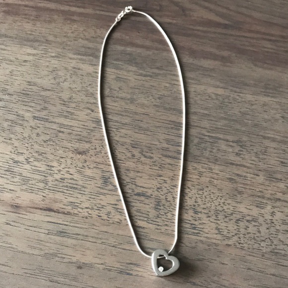 Diamond Heart Silver Statement Charm Necklace - Picture 2 of 3